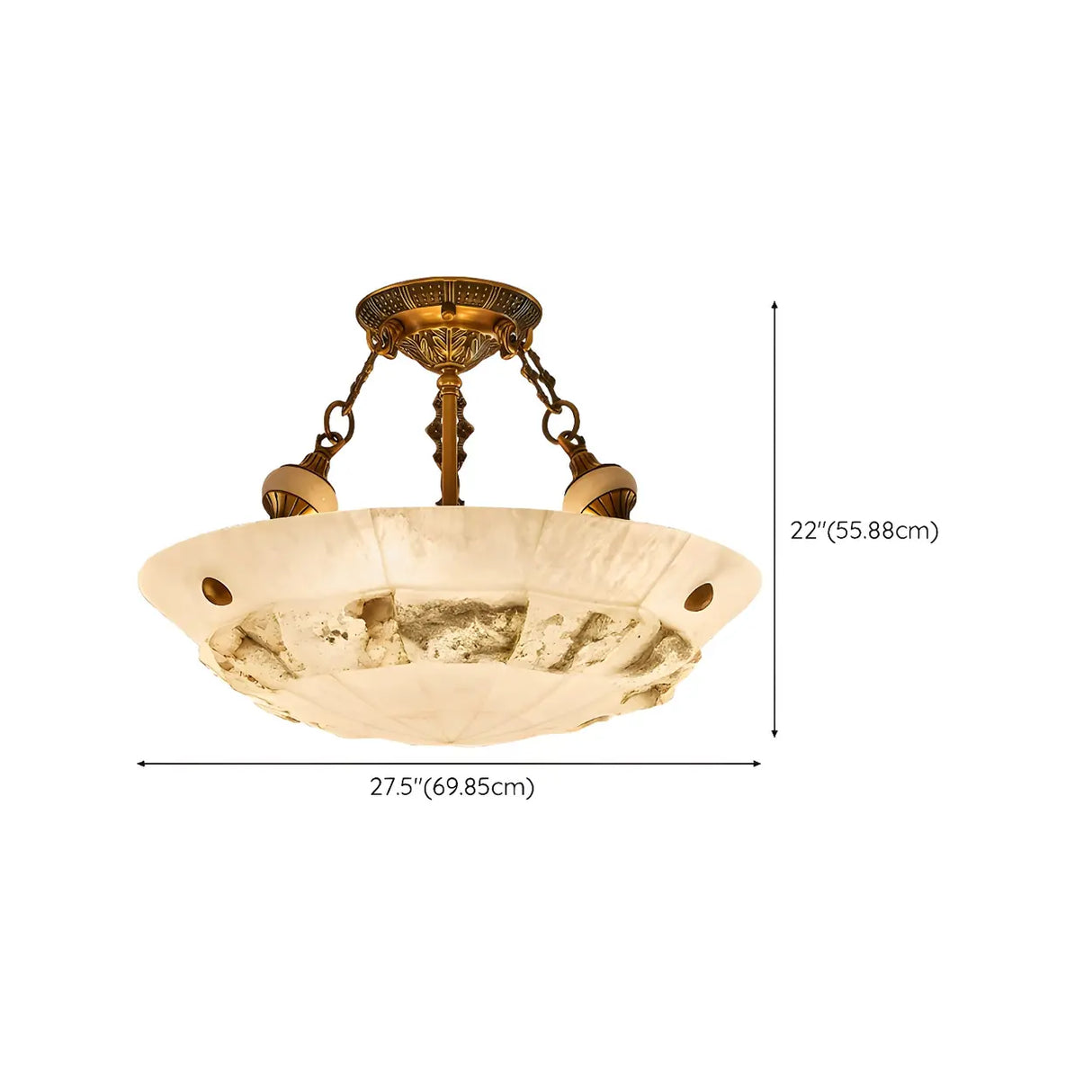 Classic Bowl-Shaped Stone Semi-Flush Mount Ceiling Lamp Image - 11