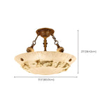 Classic Bowl-Shaped Stone Semi-Flush Mount Ceiling Lamp Image - 12