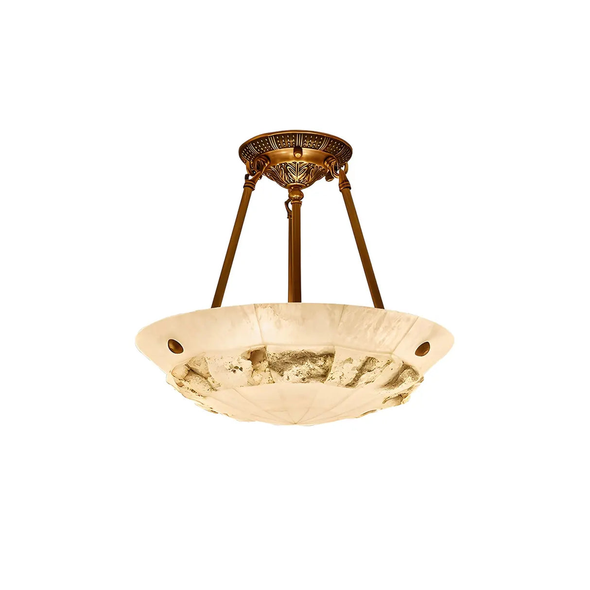 Classic Bowl-Shaped Stone Semi-Flush Mount Ceiling Lamp Image - 2