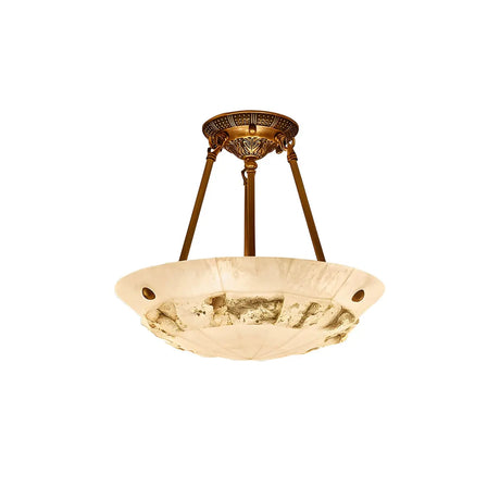 Classic Bowl-Shaped Stone Semi-Flush Mount Ceiling Lamp Image - 2