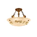 Classic Bowl-Shaped Stone Semi-Flush Mount Ceiling Lamp Image - 4