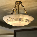 Classic Bowl-Shaped Stone Semi-Flush Mount Ceiling Lamp Image - 5