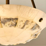 Classic Bowl-Shaped Stone Semi-Flush Mount Ceiling Lamp Image - 6