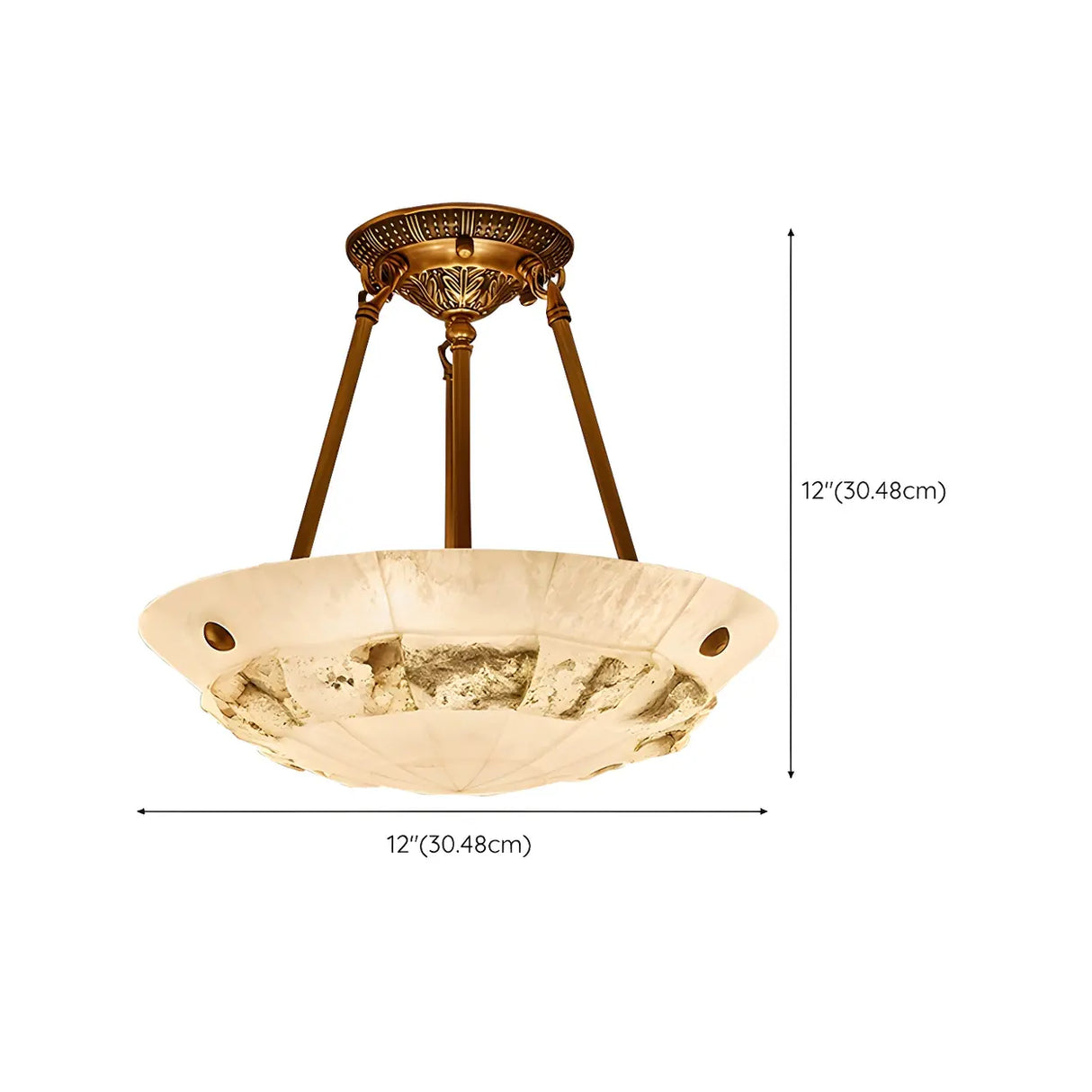 Classic Bowl-Shaped Stone Semi-Flush Mount Ceiling Lamp 