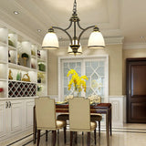 Classic Bronze Frosted White Glass Dome Chandelier Image - 1