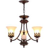 Classic Bronze Frosted White Glass Dome Chandelier Image - 10