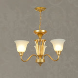 Classic Bronze Frosted White Glass Dome Chandelier Image - 11