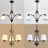 Classic Bronze Frosted White Glass Dome Chandelier Image - 12