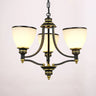 Classic Bronze Frosted White Glass Dome Chandelier Image - 18