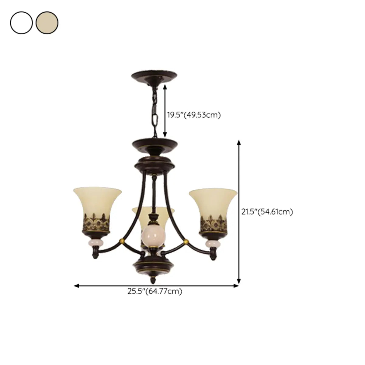 Classic Bronze Frosted White Glass Dome Chandelier 