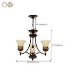 Classic Bronze Frosted White Glass Dome Chandelier #size