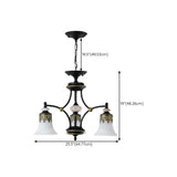 Classic Bronze Frosted White Glass Dome Chandelier Image - 21