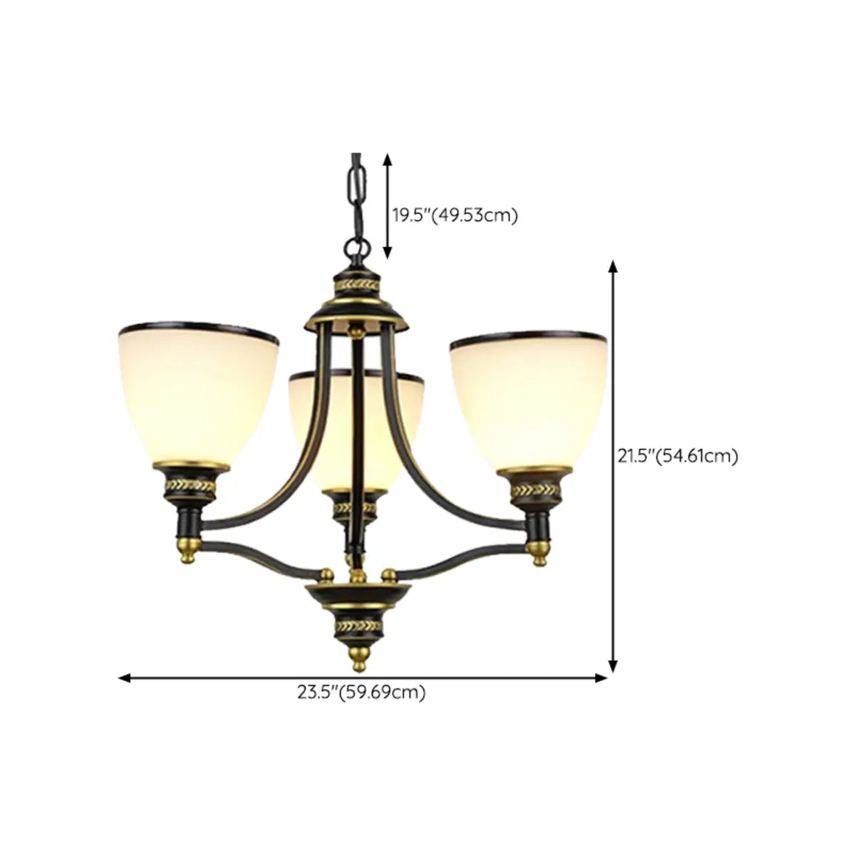 Classic Bronze Frosted White Glass Dome Chandelier Image - 25