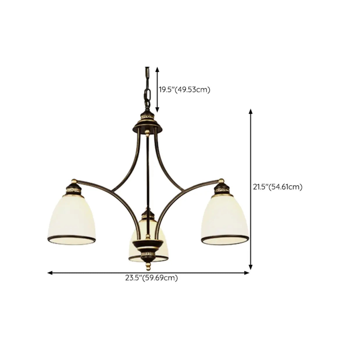 Classic Bronze Frosted White Glass Dome Chandelier Image - 26