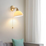 Classic Brass Pull Chain Dome LED Wall Sconce Image - 1