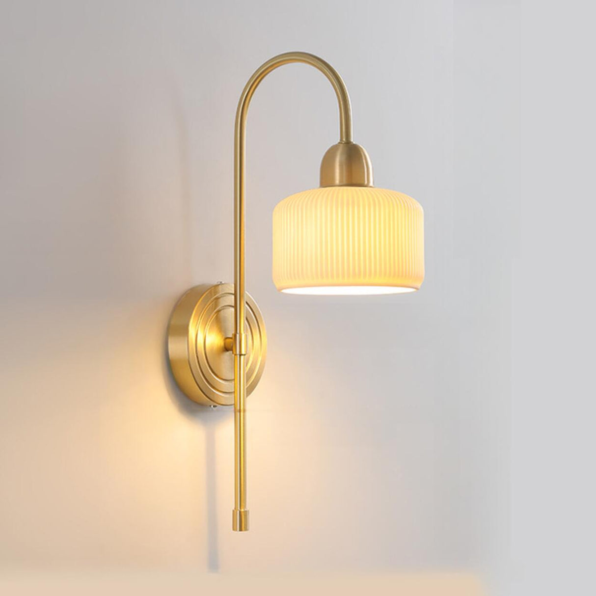 Classic Brass Pull Chain Dome LED Wall Sconce Image - 12