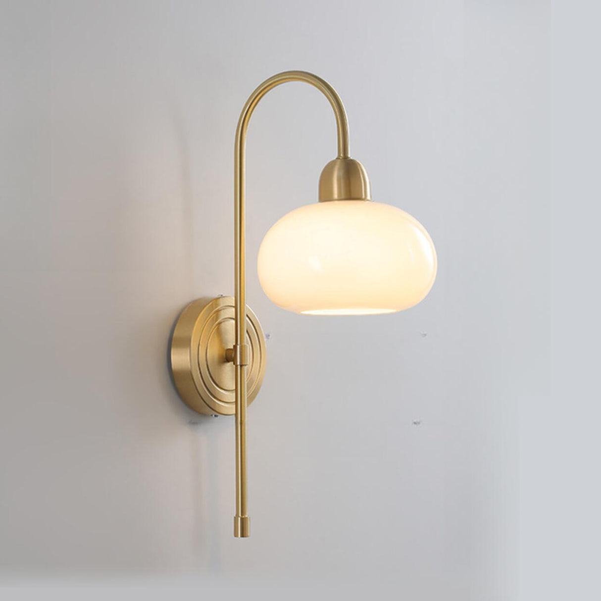 Classic Brass Pull Chain Dome LED Wall Sconce Image - 13