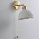 Classic Brass Pull Chain Dome LED Wall Sconce Image - 16