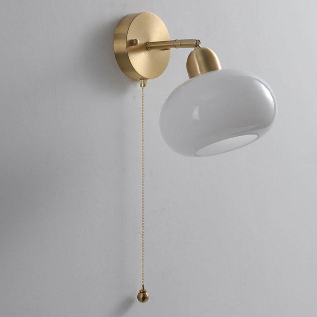 Classic Brass Pull Chain Dome LED Wall Sconce Image - 17