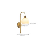 Classic Brass Pull Chain Dome LED Wall Sconce #size