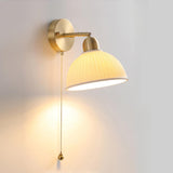 Classic Brass Pull Chain Dome LED Wall Sconce Image - 6