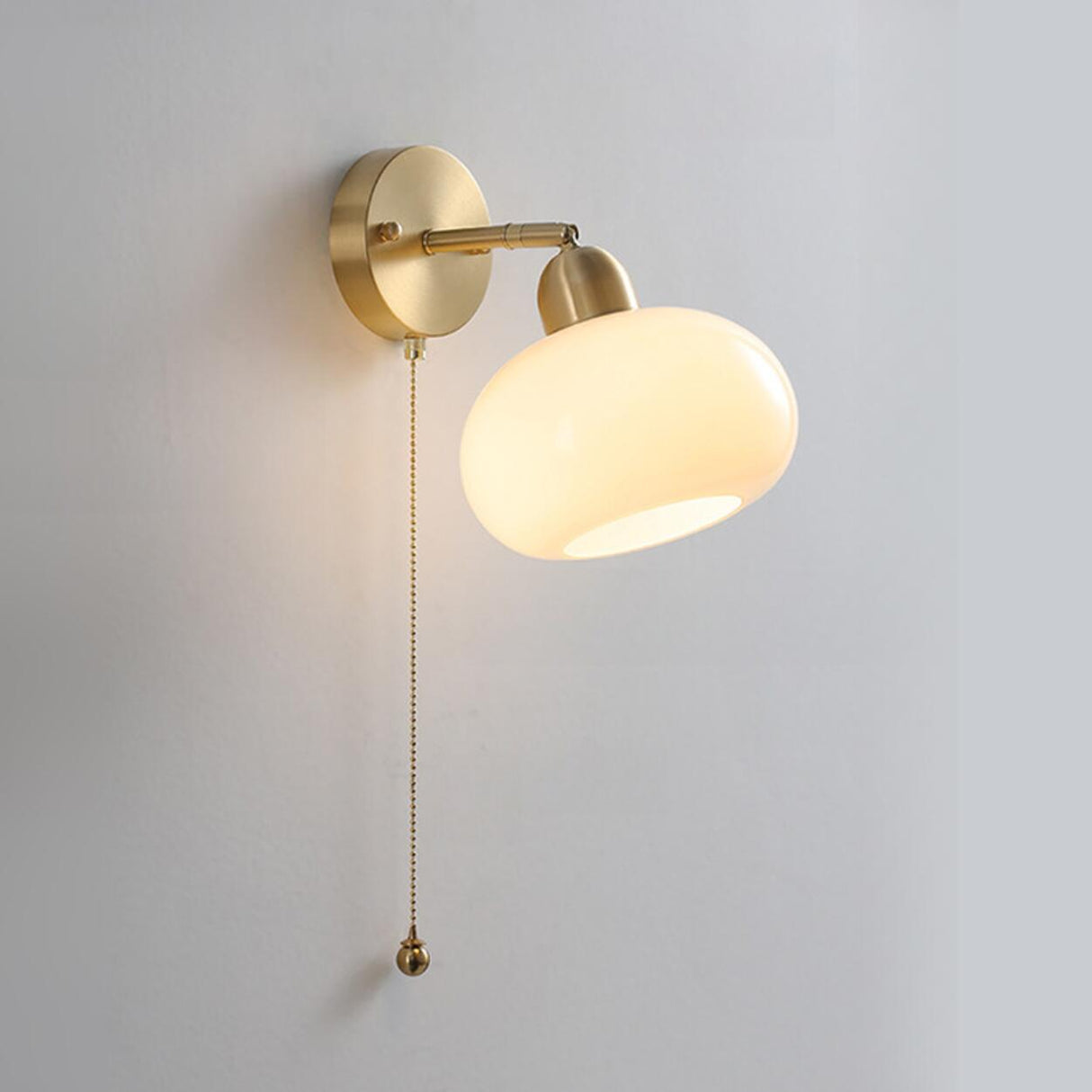 Classic Brass Pull Chain Dome LED Wall Sconce Image - 7