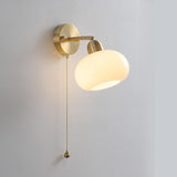 Classic Brass Pull Chain Dome LED Wall Sconce Image - 7