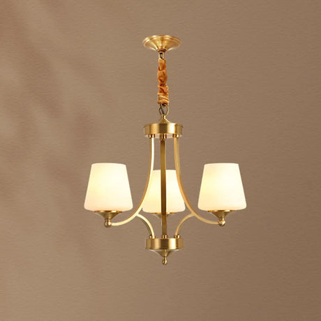 Classic Brass Round Chandelier Living Room Adjustable Height Image - 2