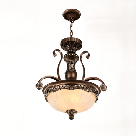 Classic Bronze Bell Matte White Glass Chandelier Image - 6