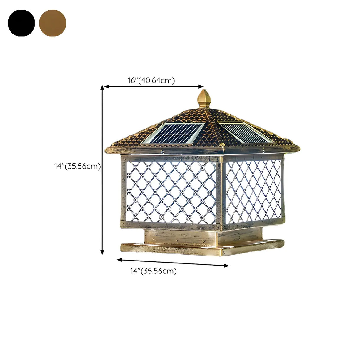 Classic Bronze Solar-Powered Outdoor Lantern Table Lamp Image - 15