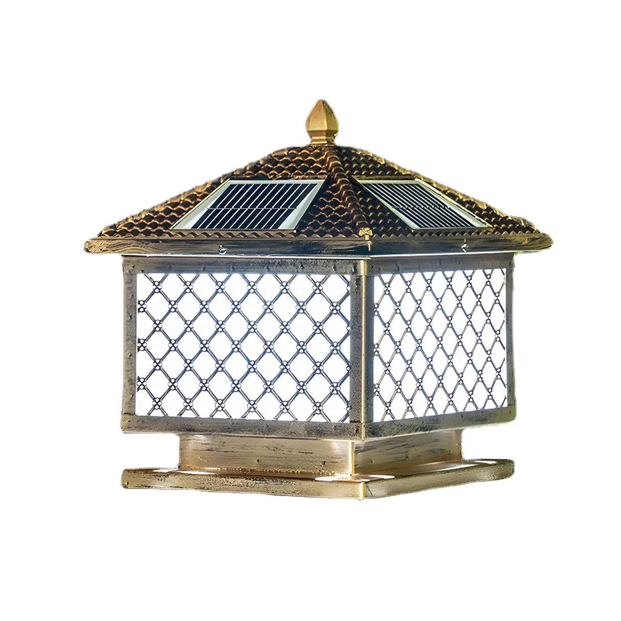 Classic Bronze Solar-Powered Outdoor Lantern Table Lamp Image - 7