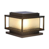 Classic Bronze Solar Ribbed Glass Outdoor Table Lamp Image - 10