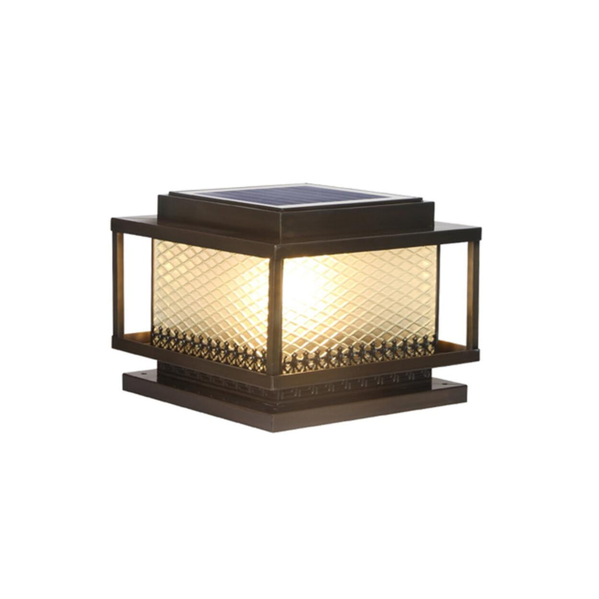 Classic Bronze Solar Ribbed Glass Outdoor Table Lamp Image - 13