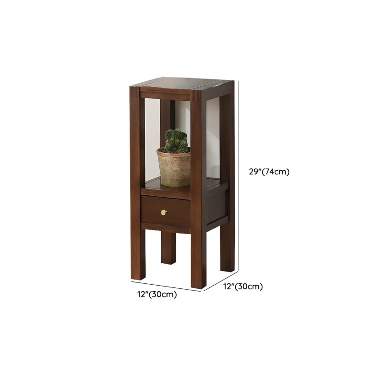 Classic Brown 2 Tiers Square Wood Base Plant Stands Image - 14