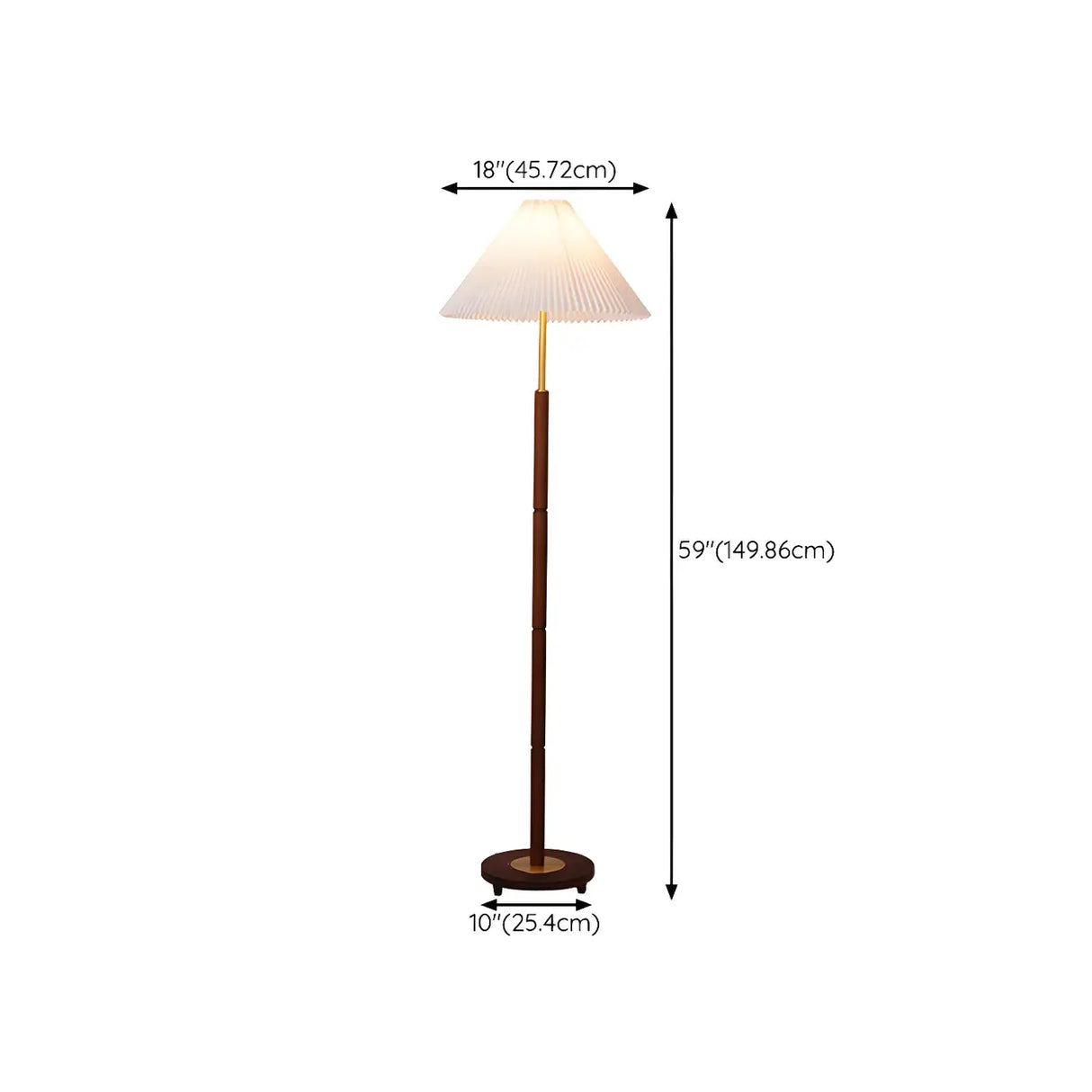 Classic Brown Metal Floor Lamp with Pleated Shade 