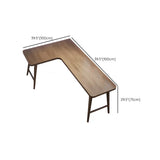 Classic Brown Pine Wood H-Base L-Shape Writing Desk #size