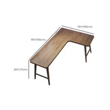 Classic Brown Pine Wood H-Base L-Shape Writing Desk Image - 13