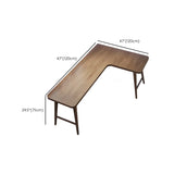 Classic Brown Pine Wood H-Base L-Shape Writing Desk Image - 19