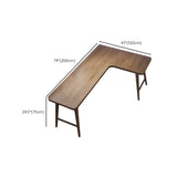 Classic Brown Pine Wood H-Base L-Shape Writing Desk Image - 39