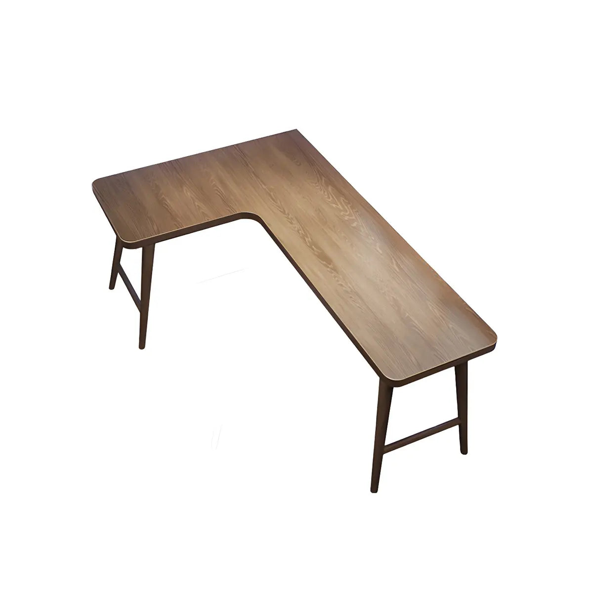 Classic Brown Pine Wood H-Base L-Shape Writing Desk Image - 7