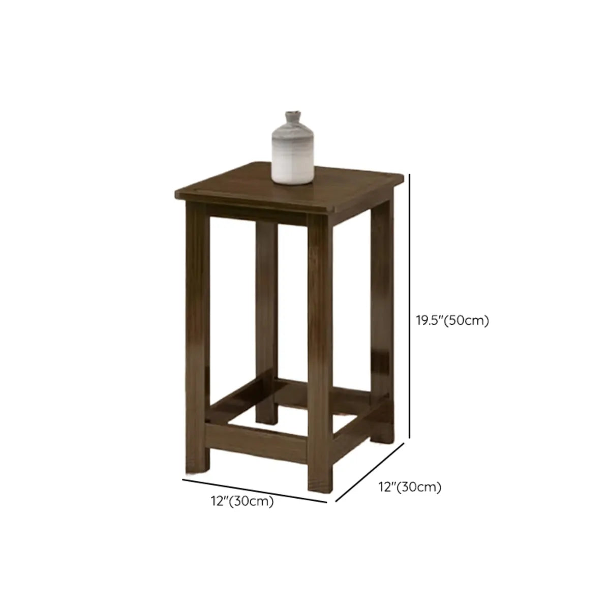 Classic Brown Square 2-Layers Bamboo Indoor Plant Stand 