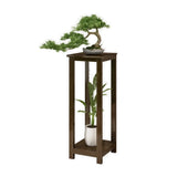 Classic Brown Square 2-Layers Bamboo Indoor Plant Stand Image - 9