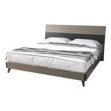 Classic Brown Wood King Panel Bed Frame with Headboard Image - 5