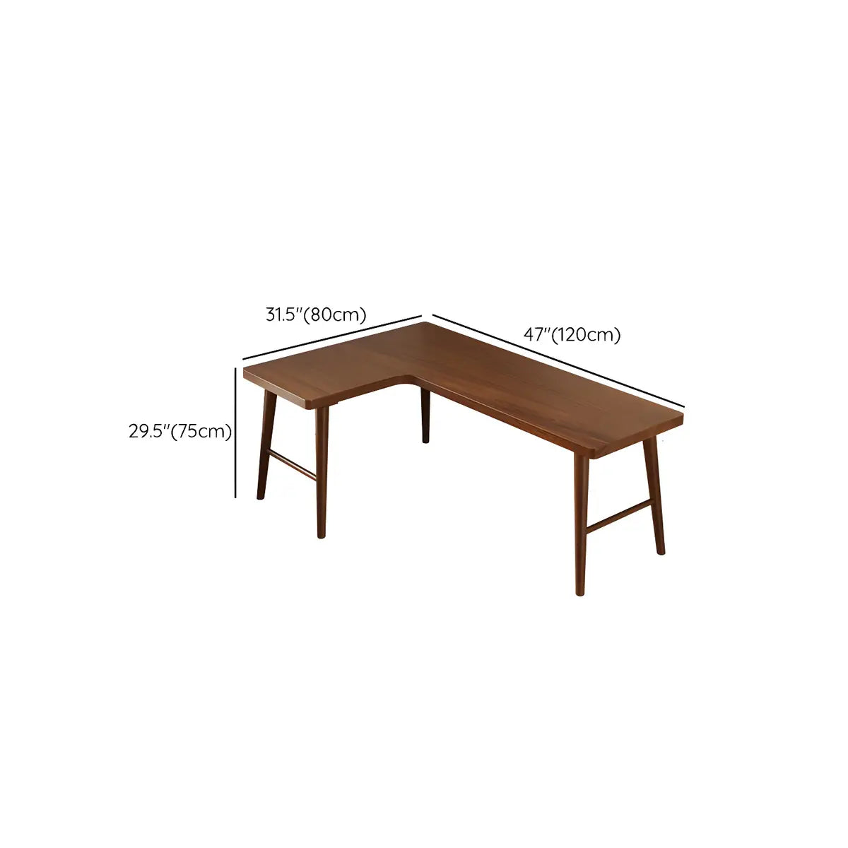 Classic Brown Wooden Ash H-Base L-Shape Writing Desk 