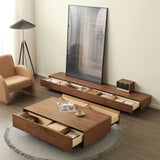 Classic Brown Wooden Drawers Rectangular TV Stand Image - 7