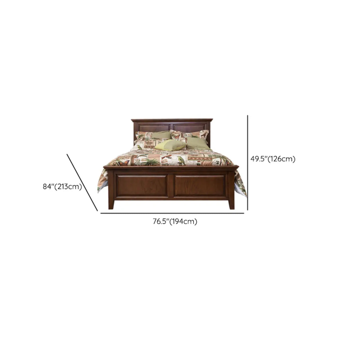 Classic Brown Wooden Queen Slat Bed with Headboard Image - 10