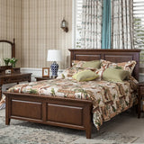 Classic Brown Wooden Queen Slat Bed with Headboard Image - 2