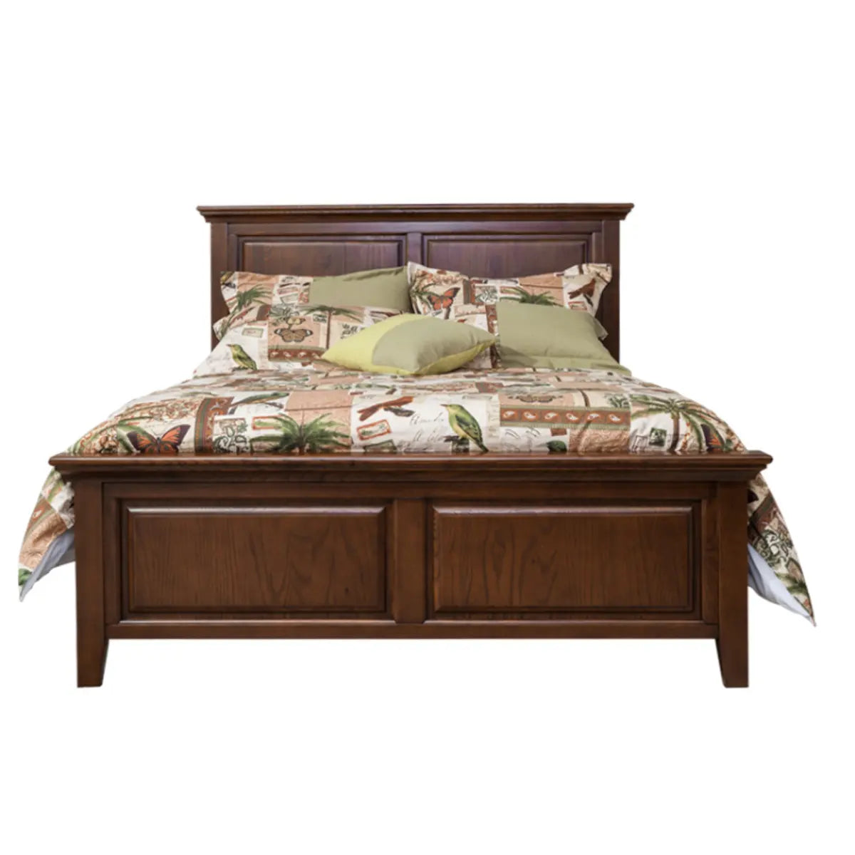 Classic Brown Wooden Queen Slat Bed with Headboard Image - 5