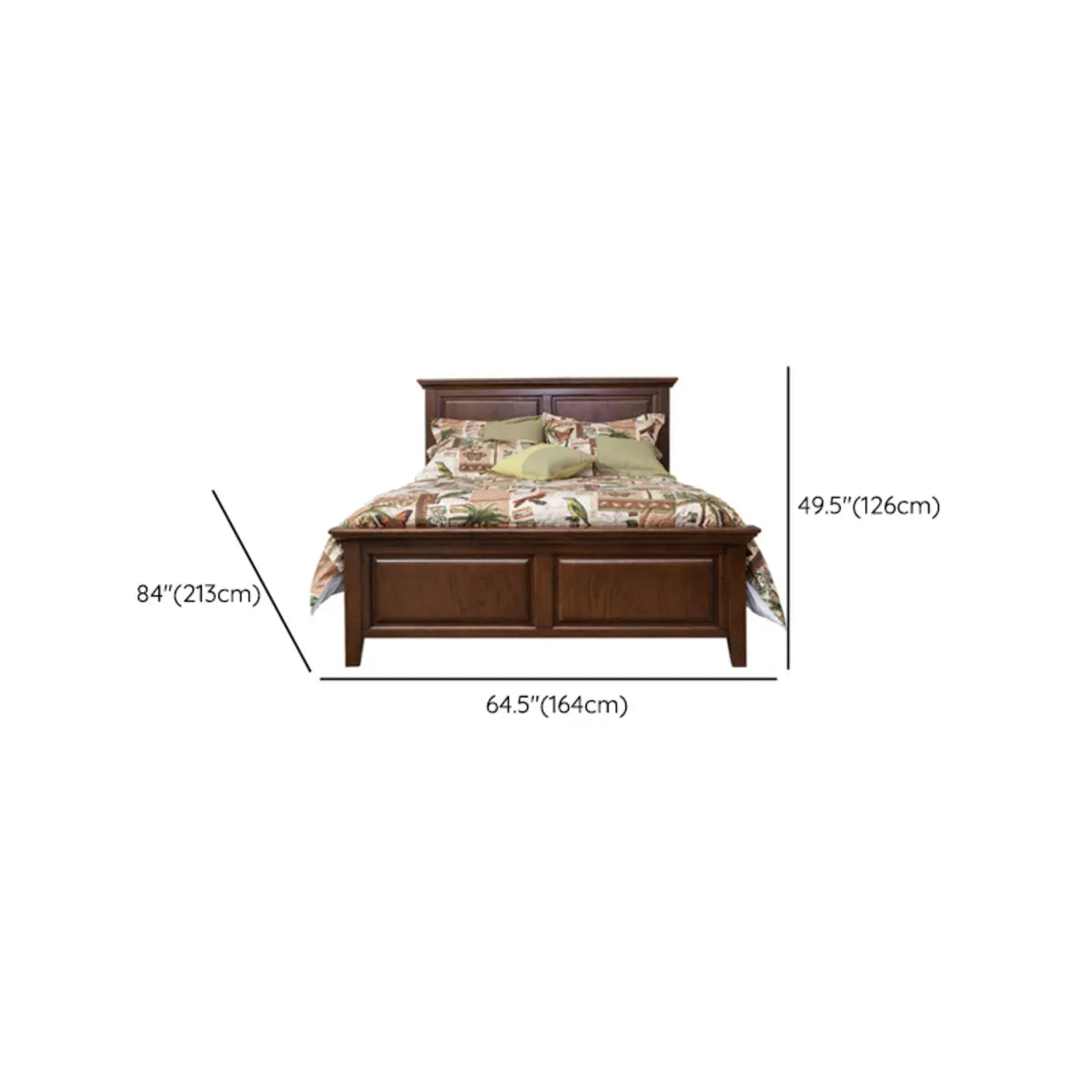 Classic Brown Wooden Queen Slat Bed with Headboard 