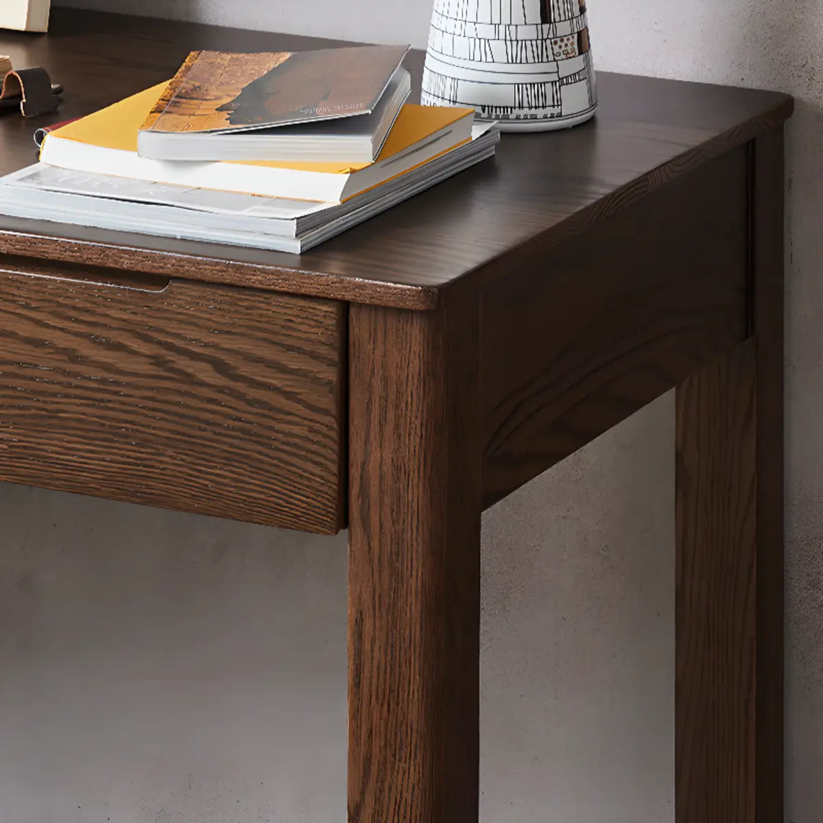 Classic Brown Wooden Rectangular Drawers Computer Desk Image - 15